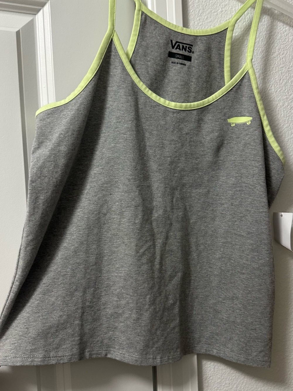 Vans Gray Tank with Neon Lime Trim